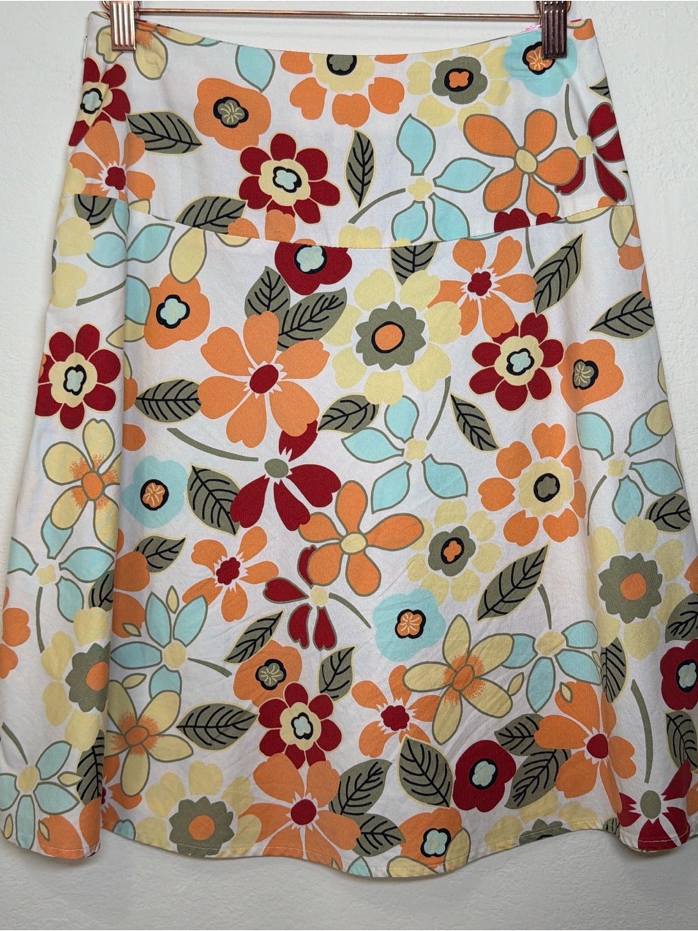 Lily floral print A-line skirt orange, size PS.